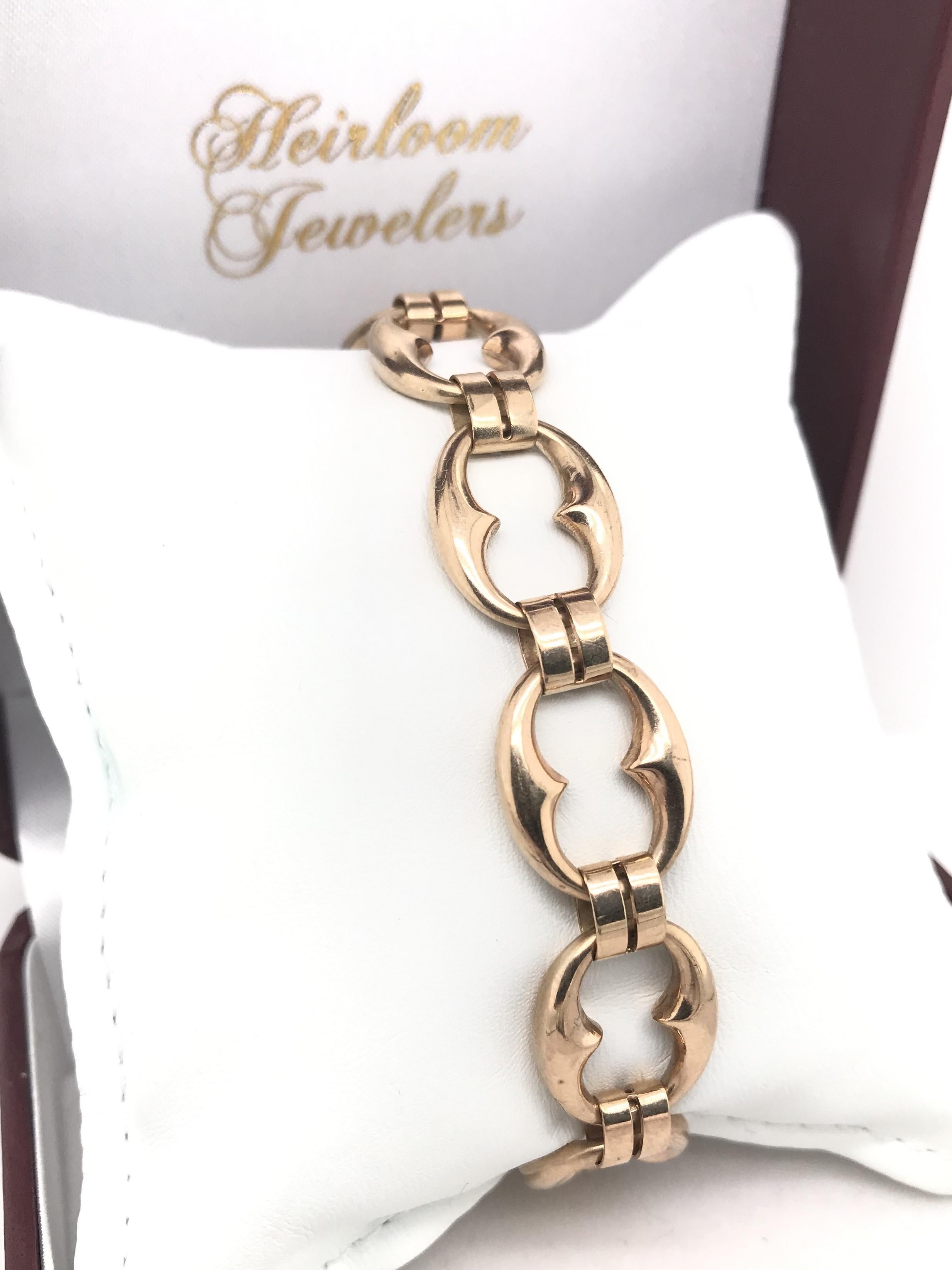 Bracelet victorien ancien à maillons équestres en or 9k en vente 2