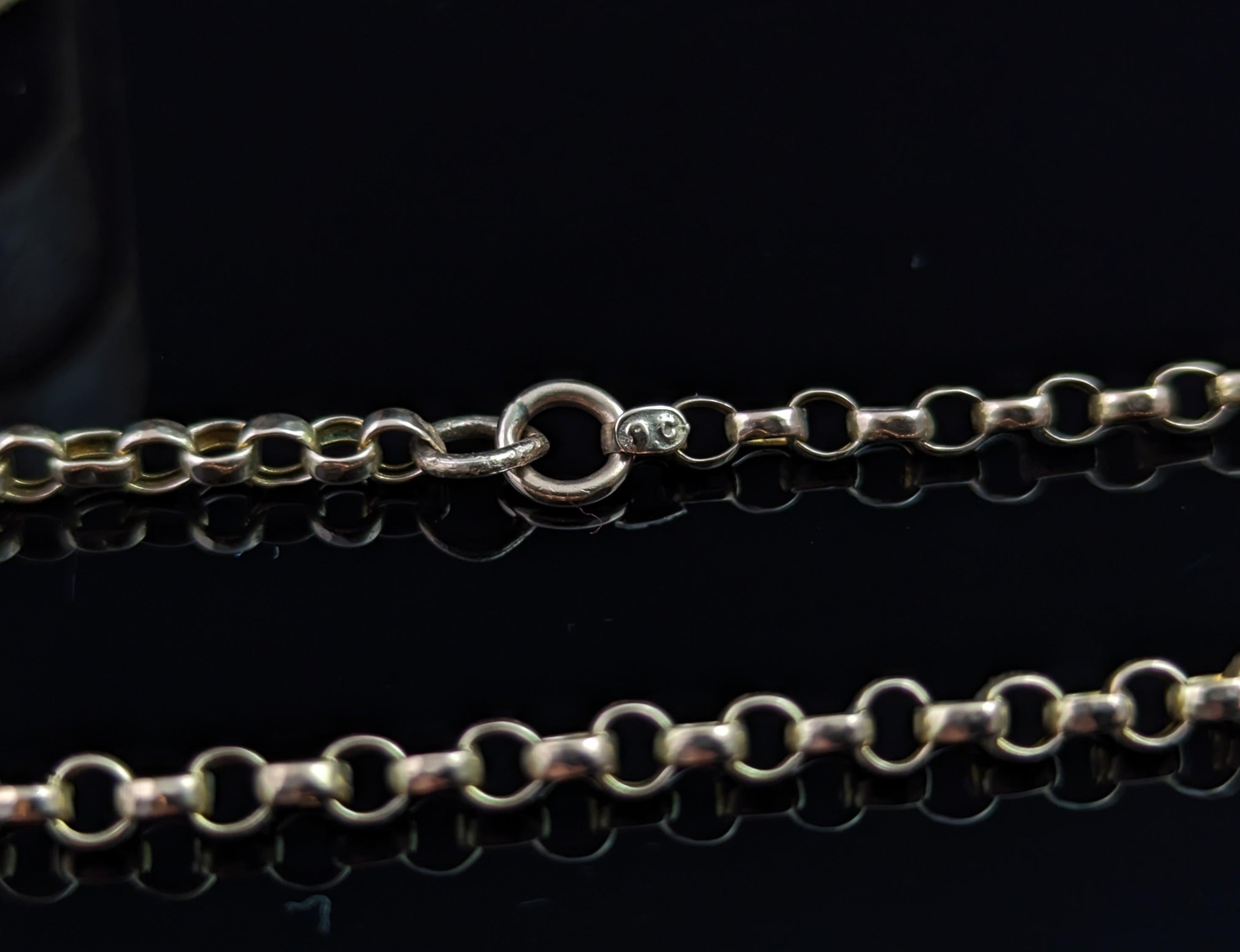Antike viktorianische 9k Gold Longuard Kette Halskette, Manschettenkette, Gürtelglieder 7
