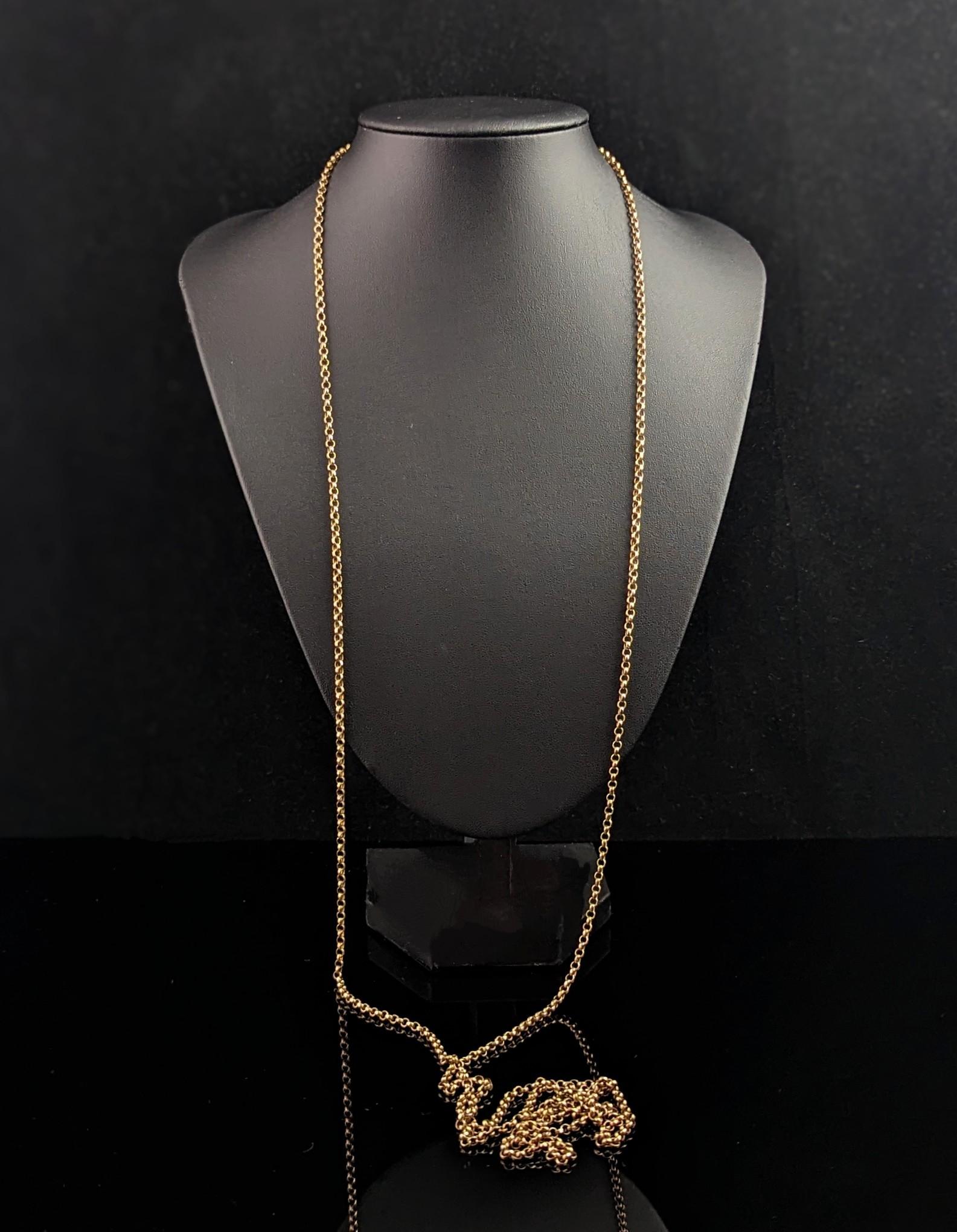 Antike viktorianische 9k Gold Longuard Kette Halskette, Manschettenkette, Gürtelglieder (Viktorianisch)