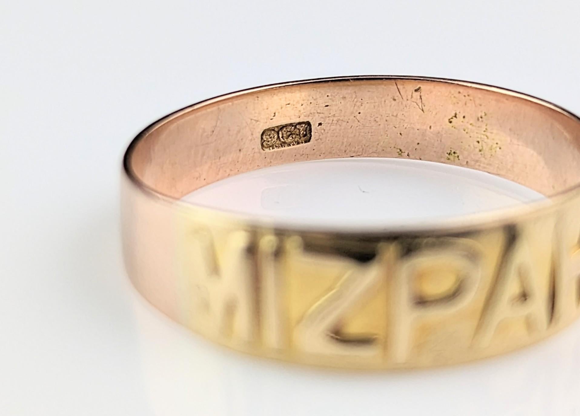 Antiker viktorianischer Mizpah-Ring aus 9 Karat Gold, Bandring  im Angebot 6
