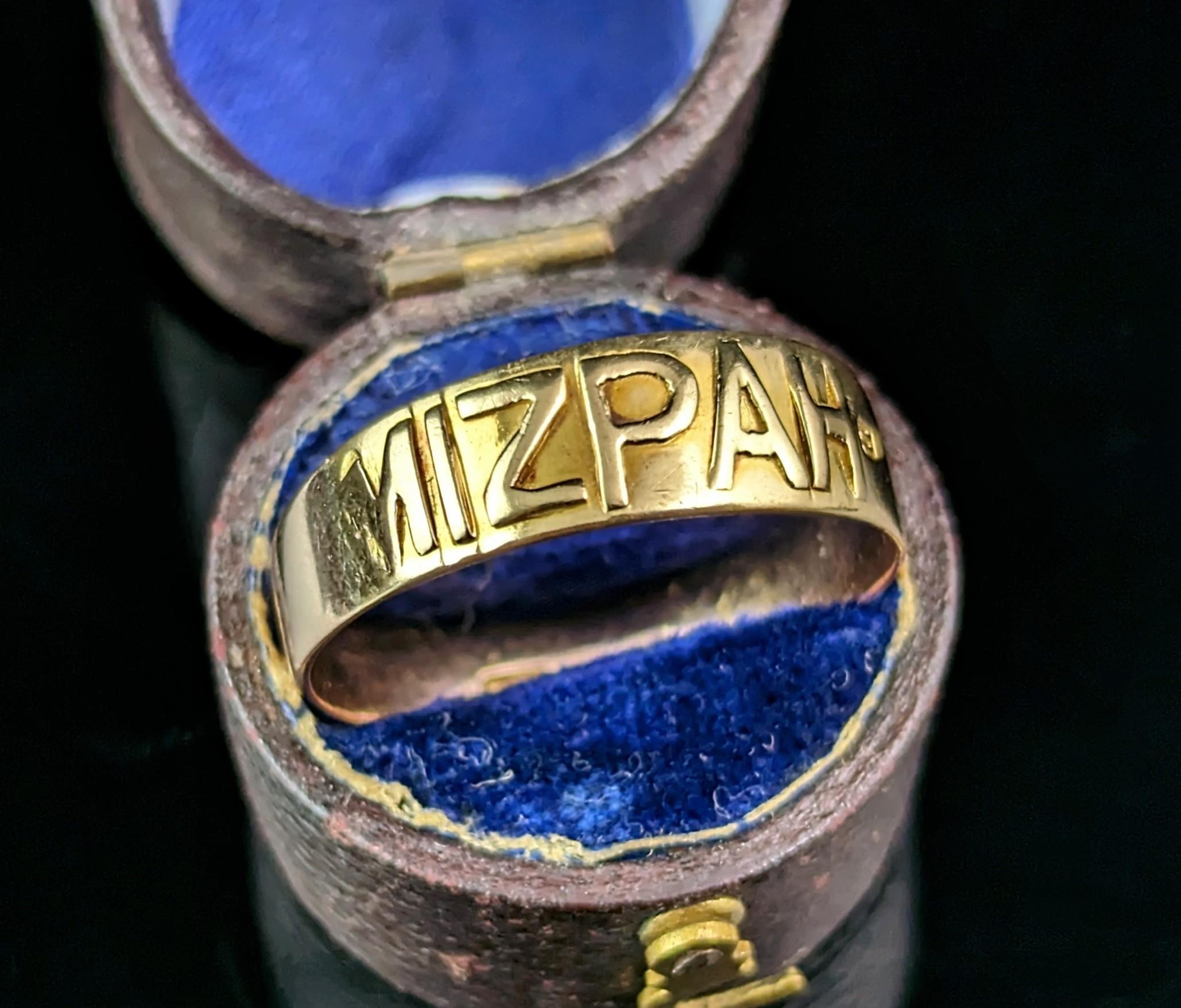 Antiker viktorianischer Mizpah-Ring aus 9 Karat Gold, Bandring  im Zustand „Relativ gut“ im Angebot in NEWARK, GB