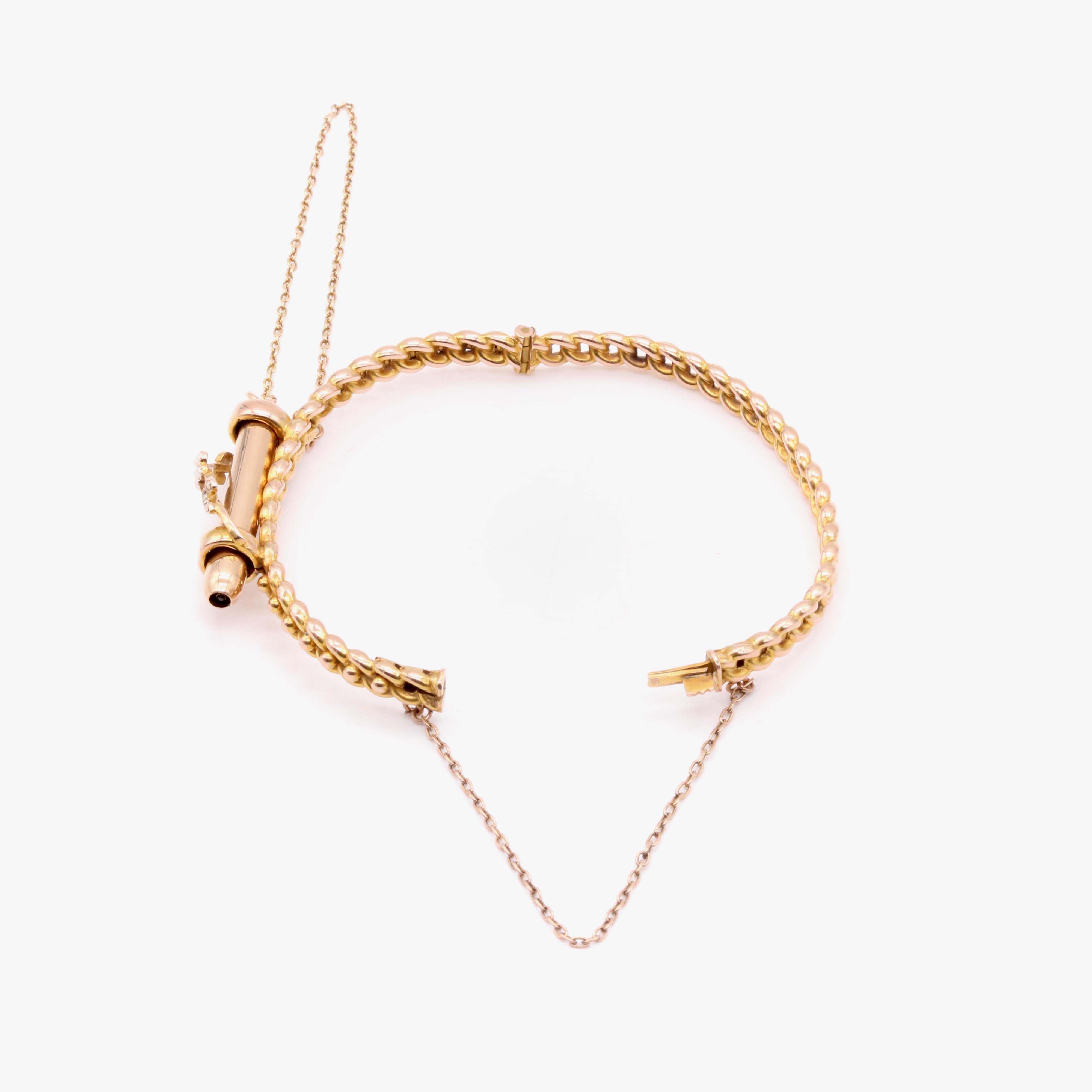 Bracelet ancien victorien propulsant un crayon en or 9 carats et perles dans un coffret ancien en vente 5