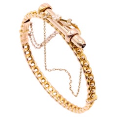 Antique Victorian 9K Gold Pearl Propelling Pencil Bracelet in Antique Case