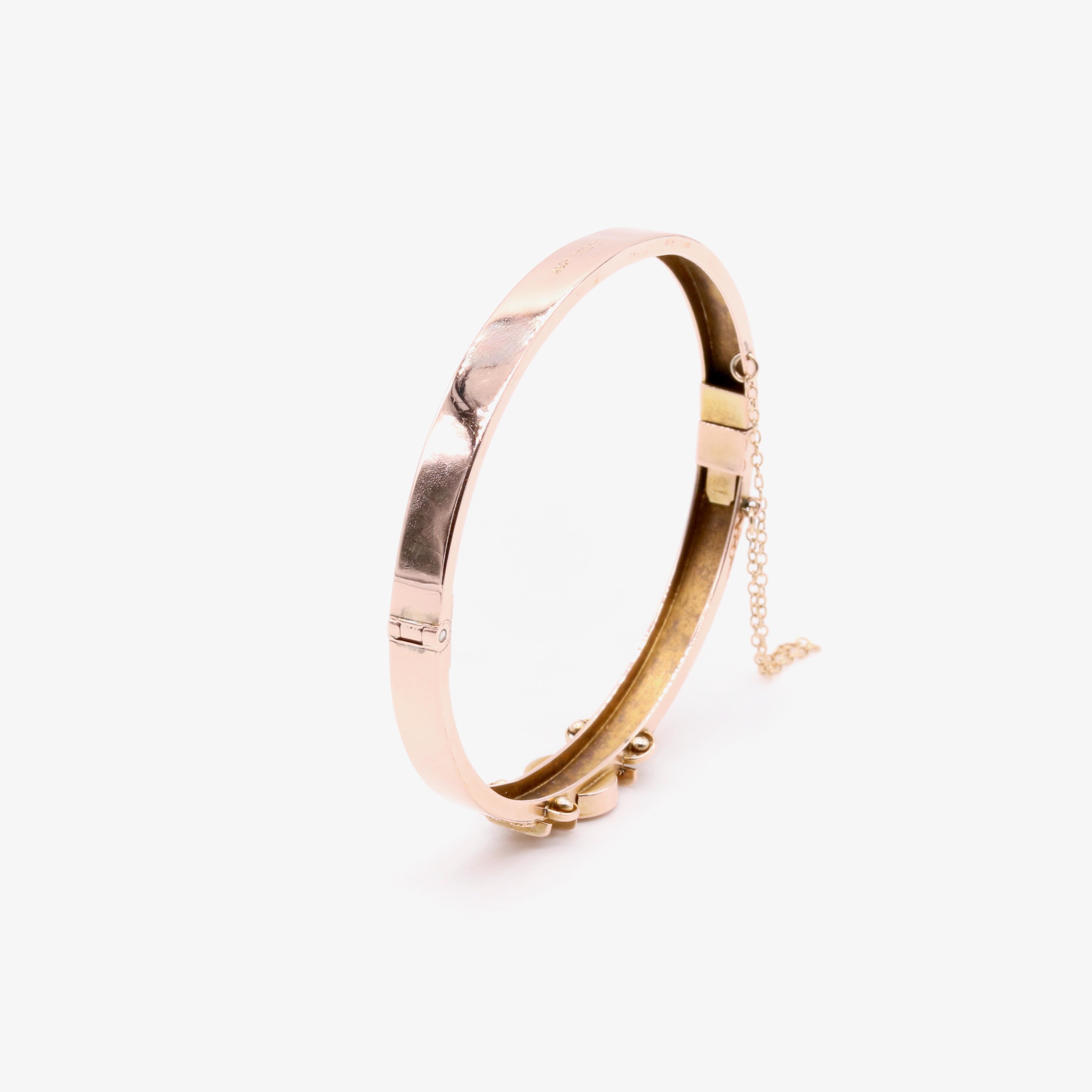 Antique Victorian 9K Gold Seed Pearl Etruscan Revival Bangle For Sale 5