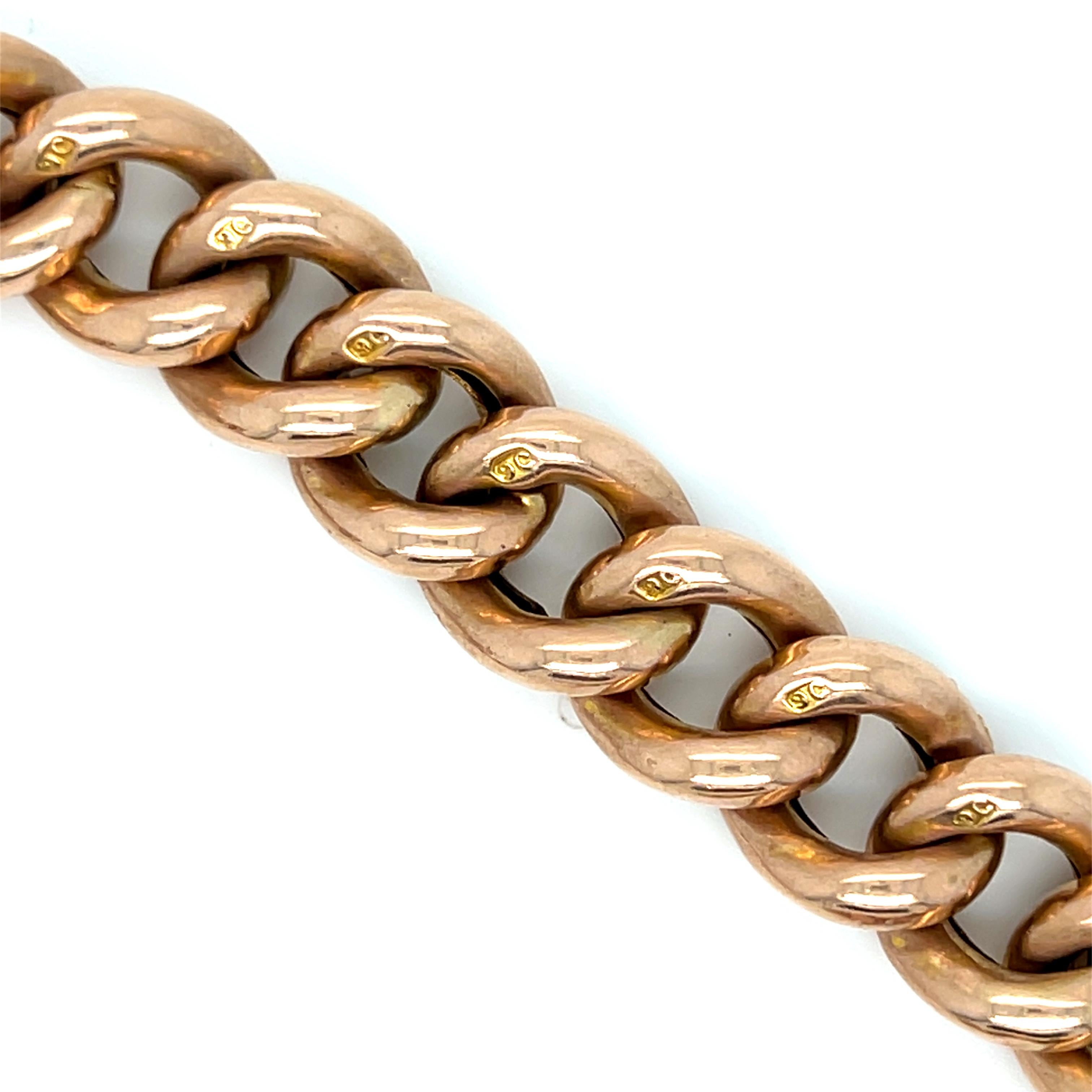 Bracelet victorien ancien en or rose 9 carats en forme de cœur Bon état - En vente à San Francisco, CA