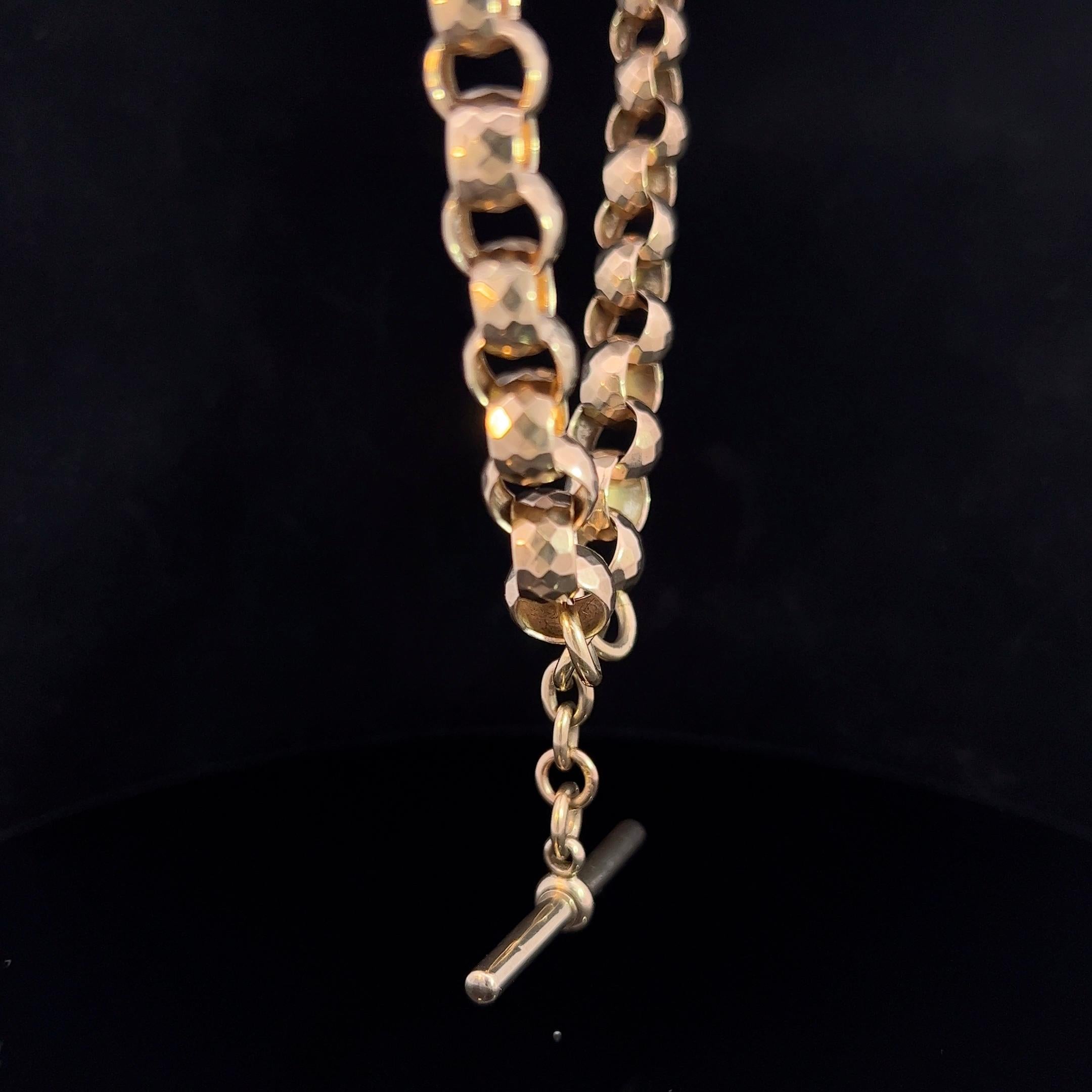 Women's or Men's Antique Victorian 9k rose gold Fob chain Circa 1890 -1900 For Sale
