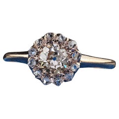Antique Victorian 9K Rose Gold Old Mine Cut Diamond Cluster Engagement Ring