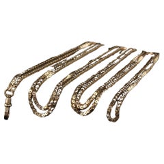 Antique Victorian 9K Rose Gold Star Pattern Chain Necklace - 62 Inches
