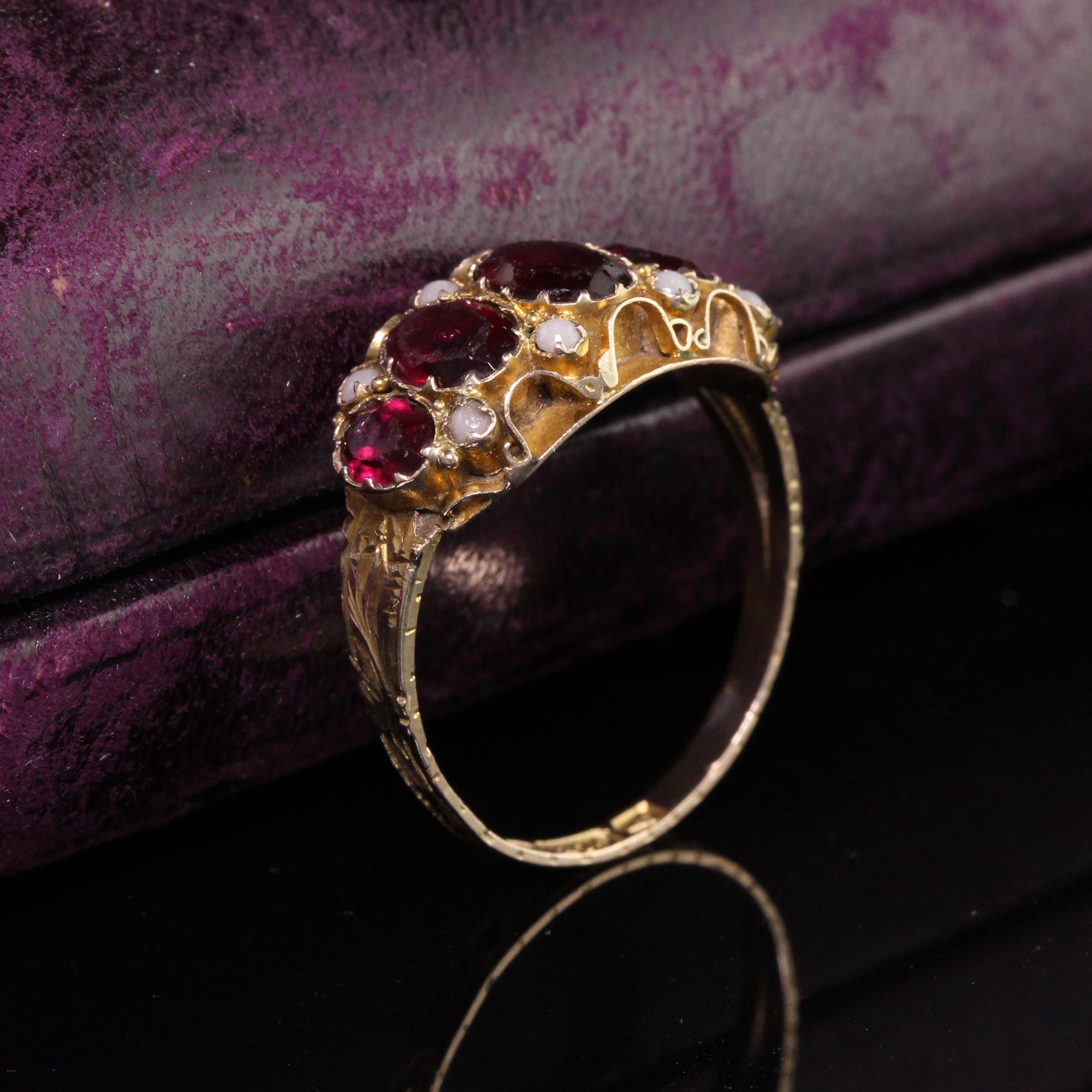 garnet and seed pearl ring