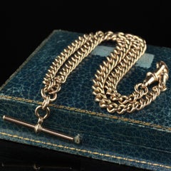 Antique Victorian 9K Yellow Gold Graduated Chain T Bar Necklace