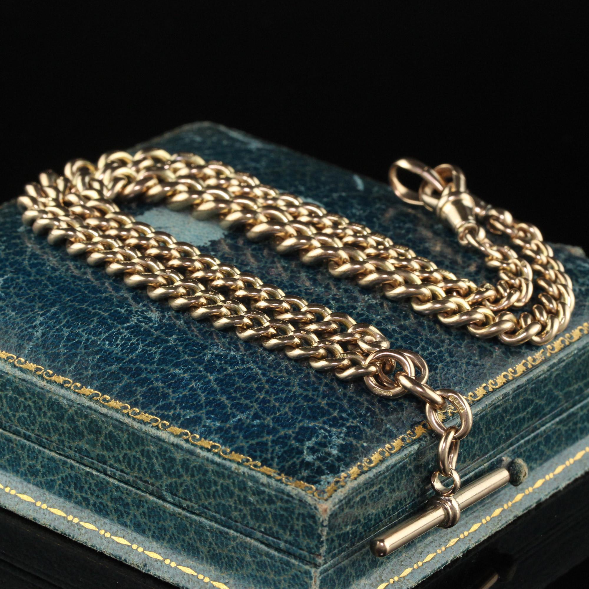 Women's Antique Victorian 9K Yellow Gold Graduated Chain T Bar Necklace