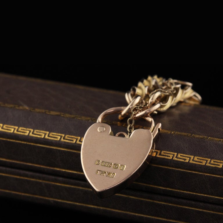 Victorian 9k Yellow Gold Heart Locket Clasp Bracelet - Sindur Style