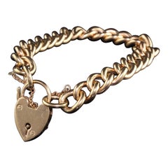Antikes viktorianisches 9 Karat Gelbgold Herz-Armband aus massivem Gold