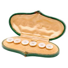 Ensemble de boutons de robe en or jaune 9K nacre de l'Antiquité victorienne