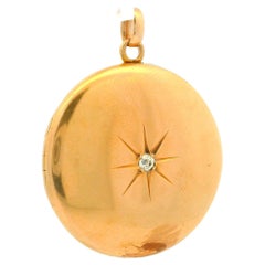 Vintage Victorian 9k Yellow Gold Old Mine Diamond Open Locket Pendant