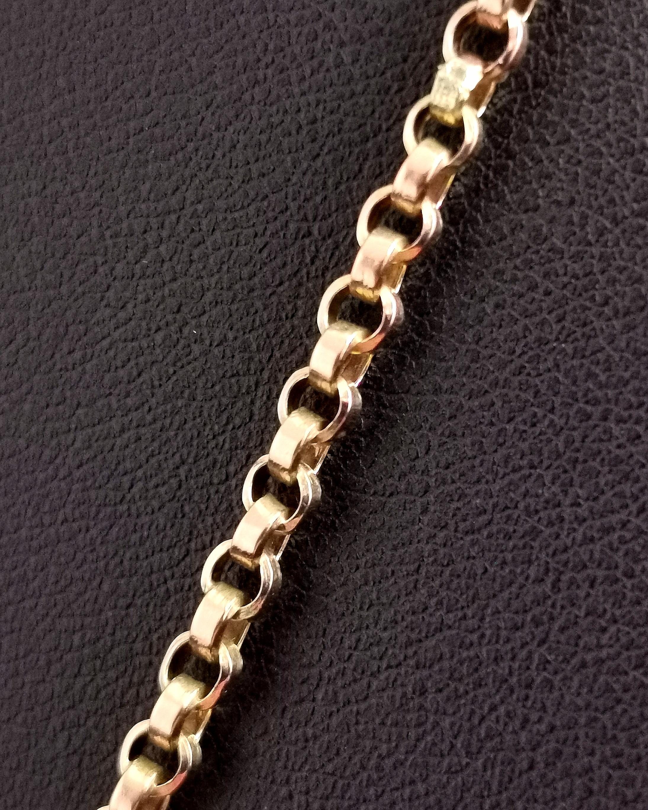 Antique Victorian 9k Yellow Gold Rolo Link Chain Necklace 3