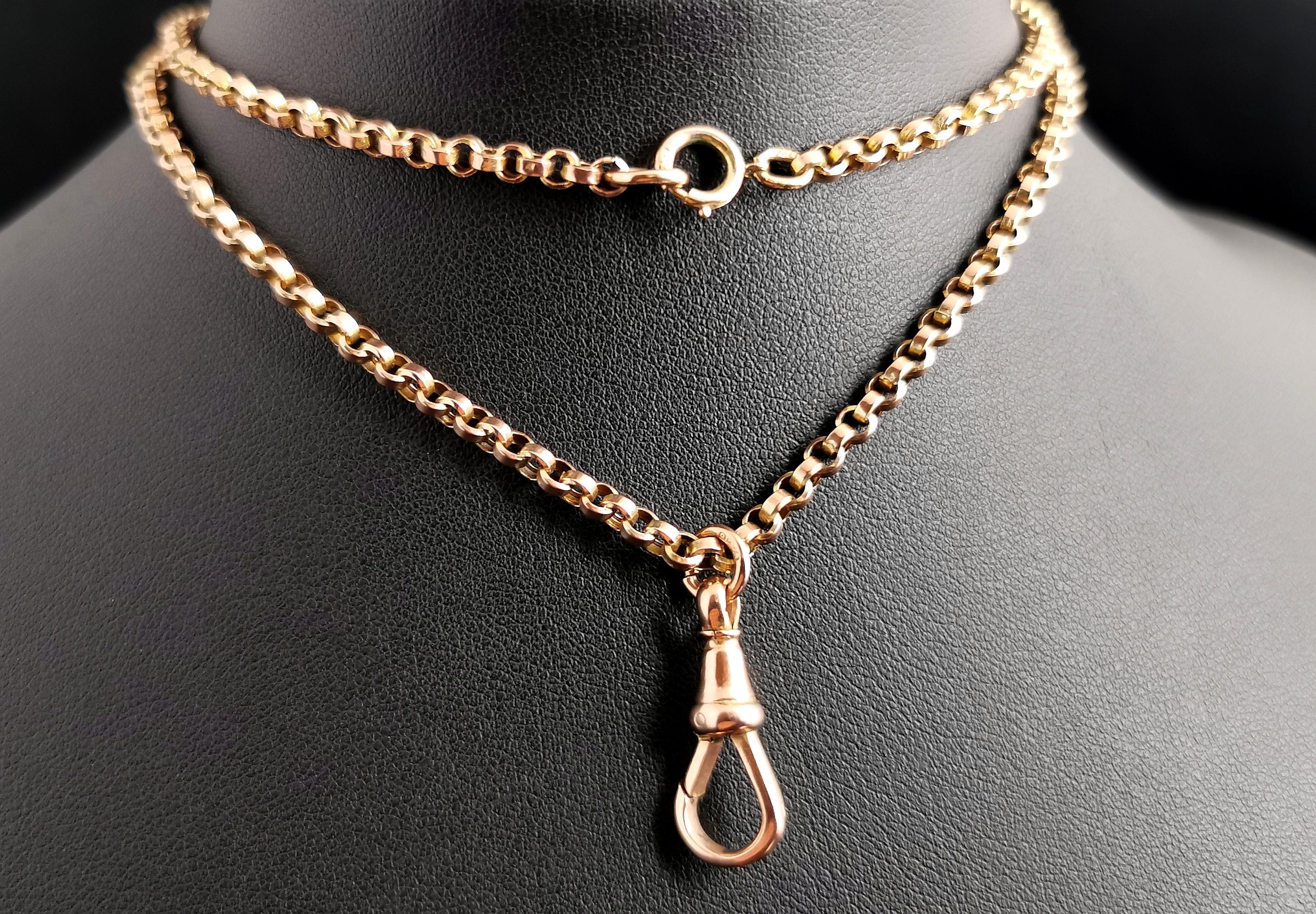 Antique Victorian 9k Yellow Gold Rolo Link Chain Necklace 4