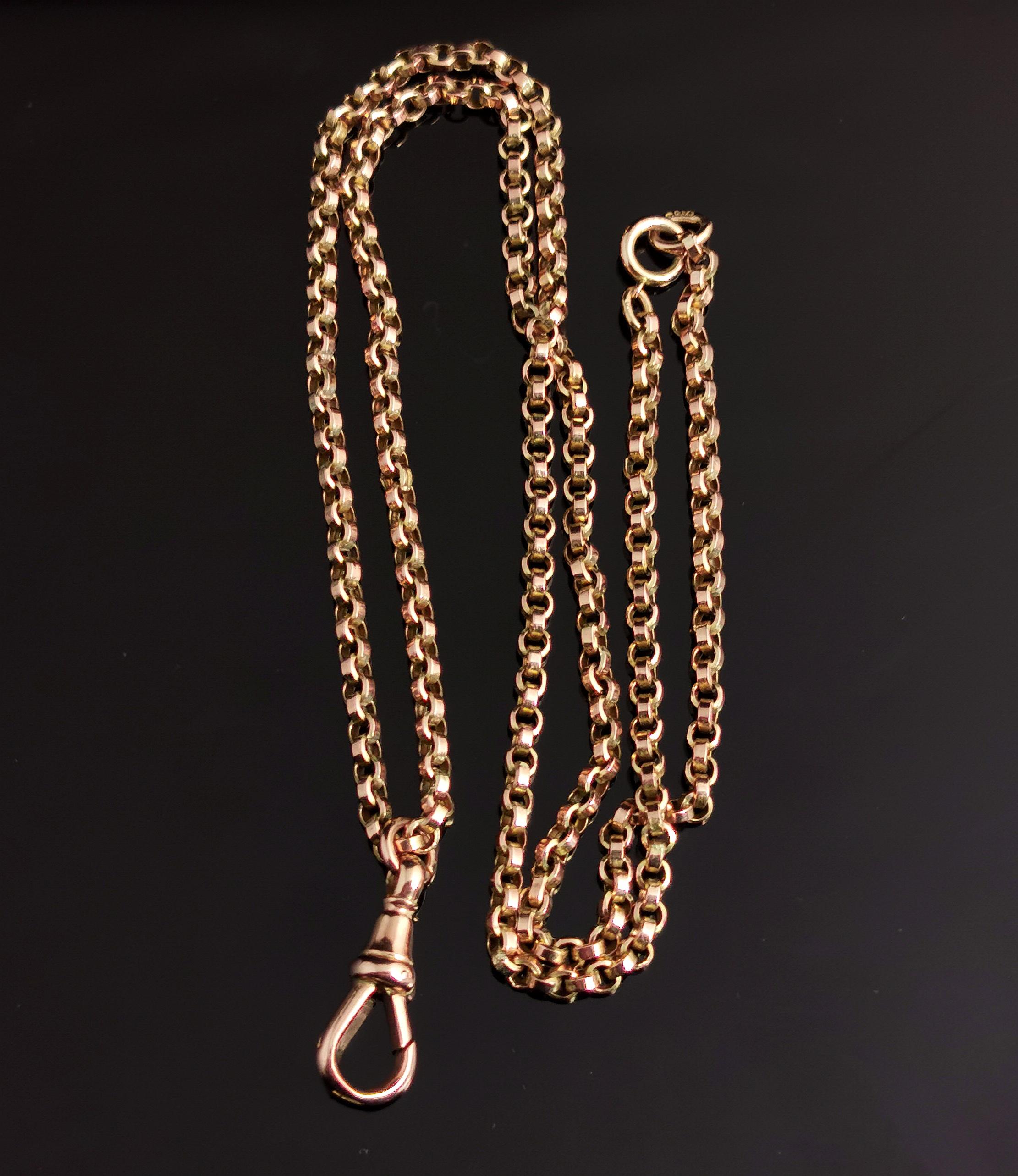 Antique Victorian 9k Yellow Gold Rolo Link Chain Necklace 9