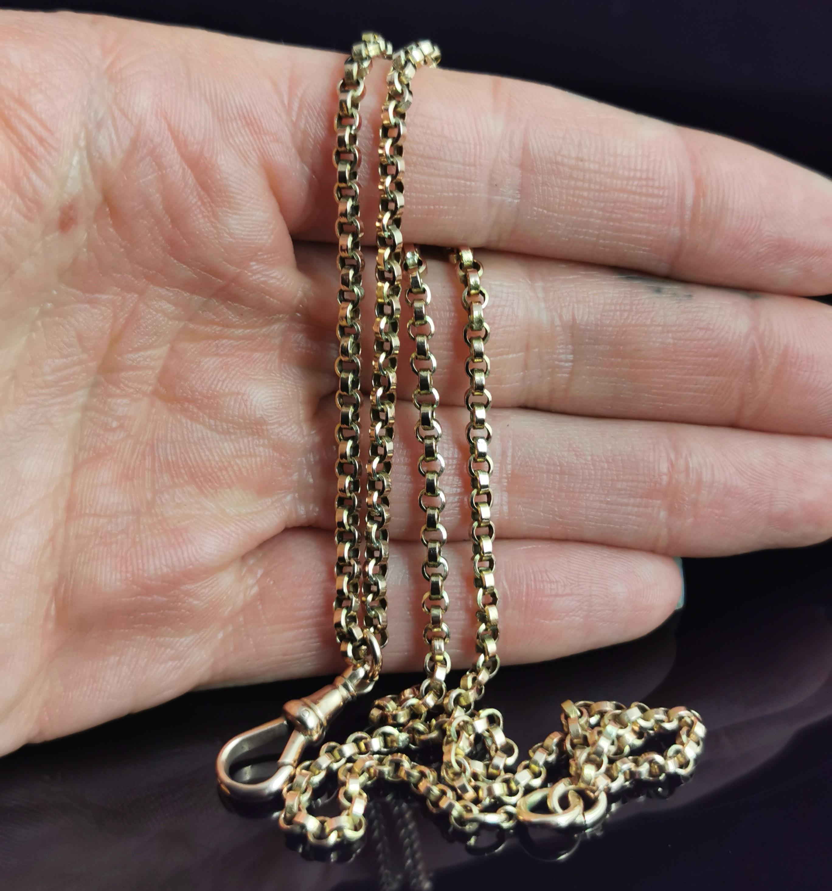Antique Victorian 9k Yellow Gold Rolo Link Chain Necklace 1