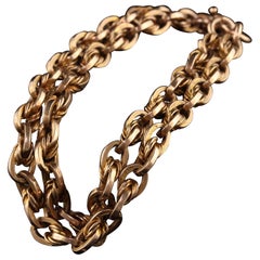 Bracciale vittoriano antico con catena a spirale in oro giallo 9K