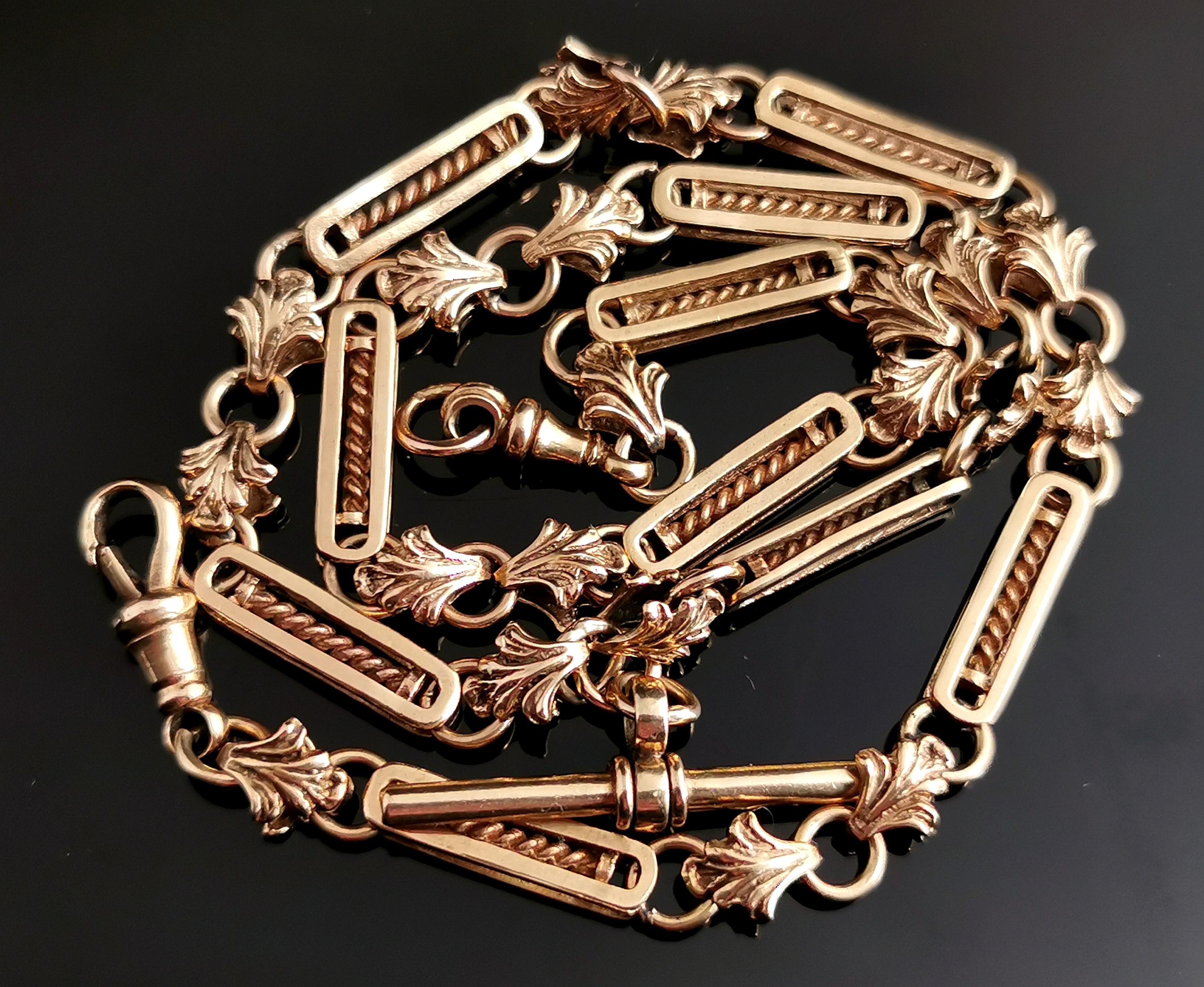 Antique Victorian 9kt Gold Fancy Link Albert Chain 8