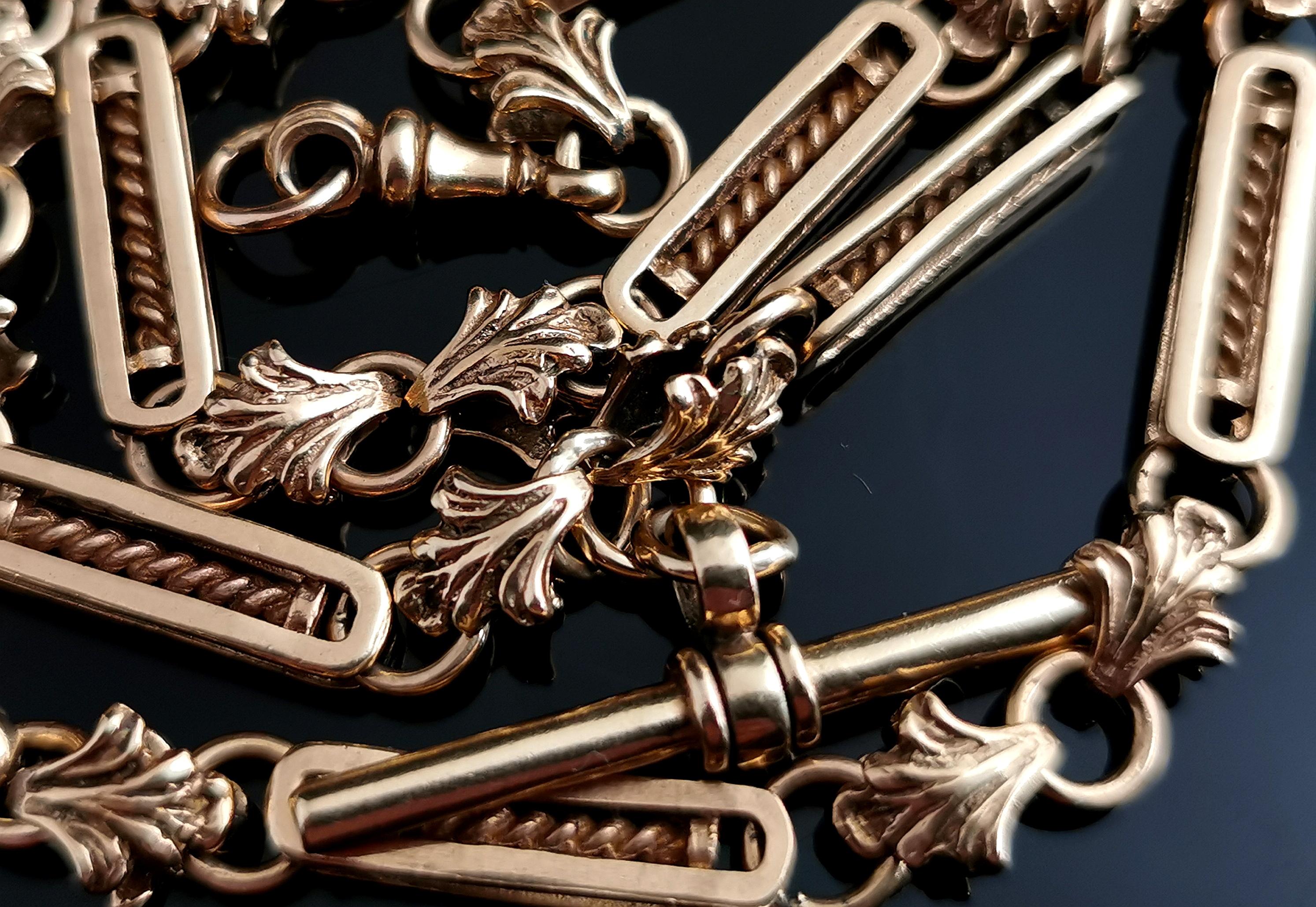 Antique Victorian 9kt Gold Fancy Link Albert Chain 10