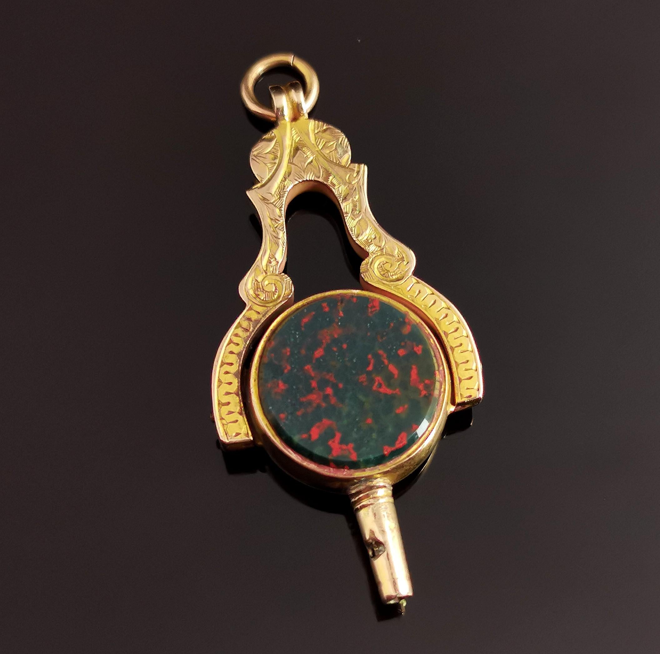This antique Victorian 9 karat yellow gold watch key seal fob pendant is just incredible.

So much going on in this piece it is a very unique find.

It is a masonic piece and not only is it a spinning type fob but it is also a pocket watch key!

The