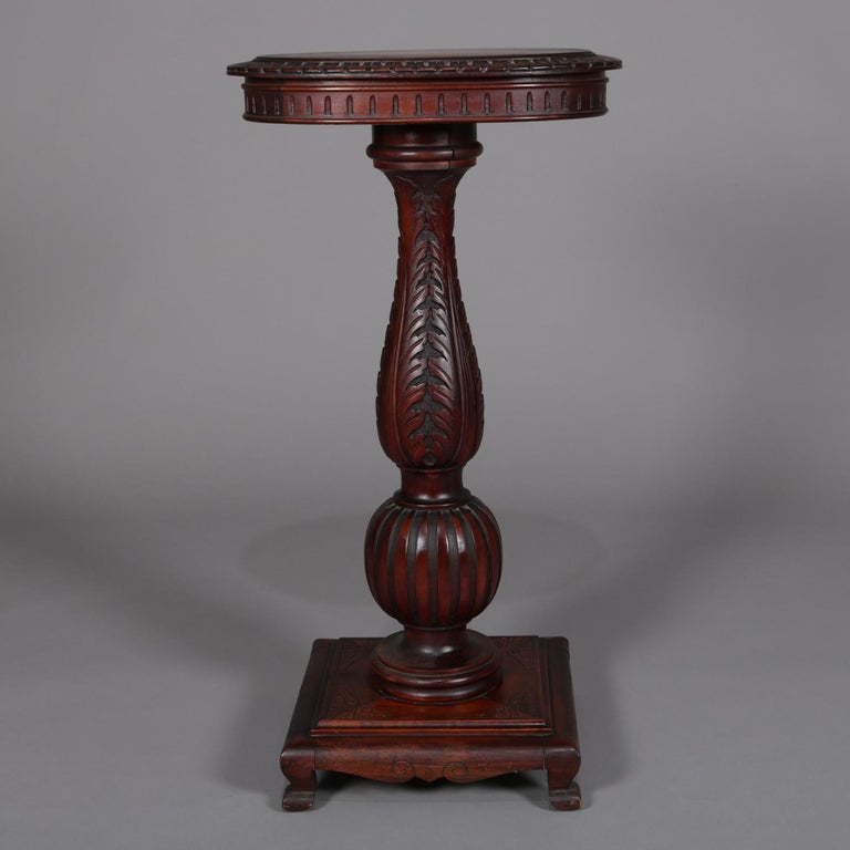 Antique Victorian Acanthus Carved Walnut Sculpture Display Pedestal