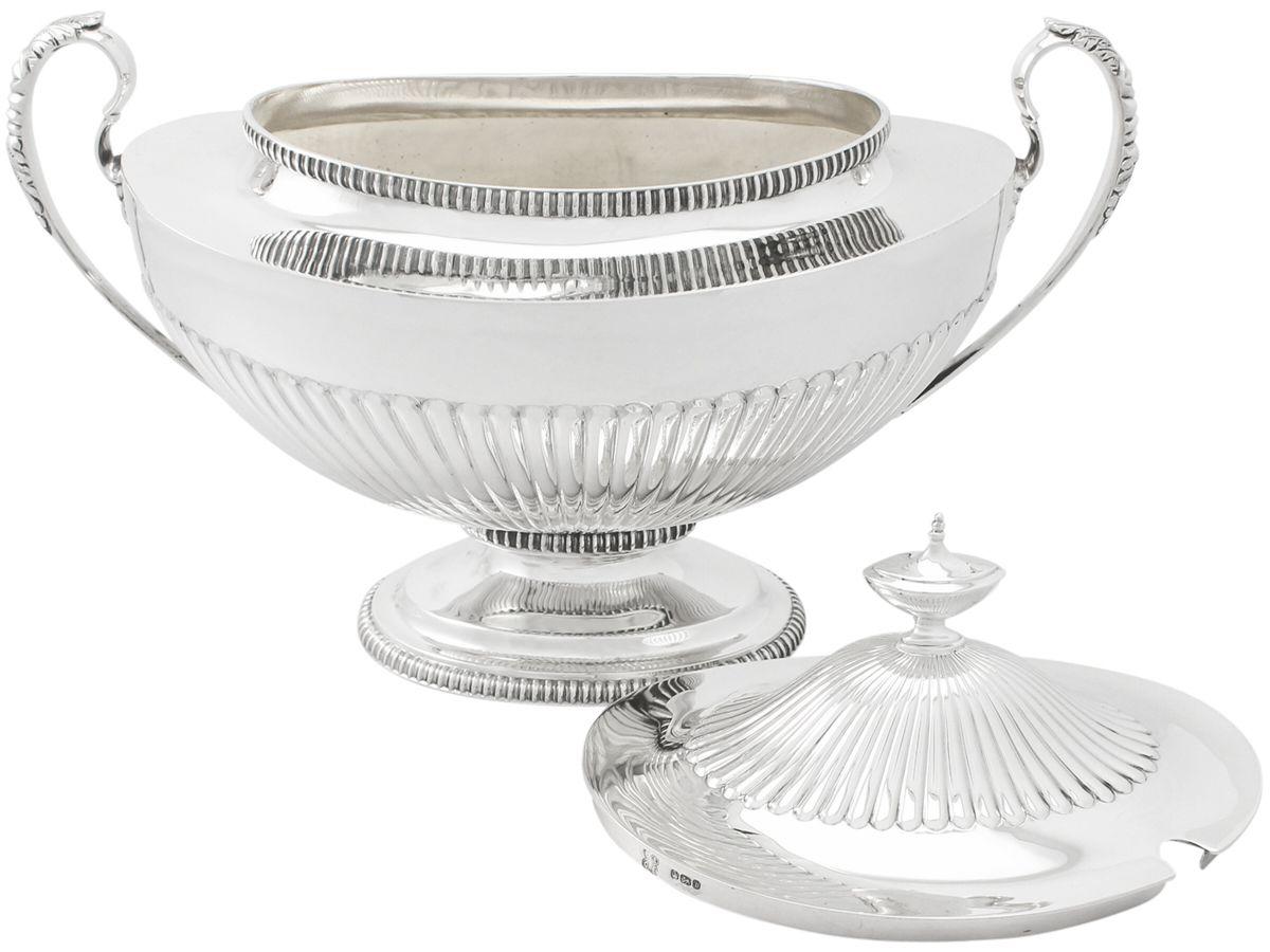 Embossed Antique Victorian Adams Style Sterling Silver Soup Tureen