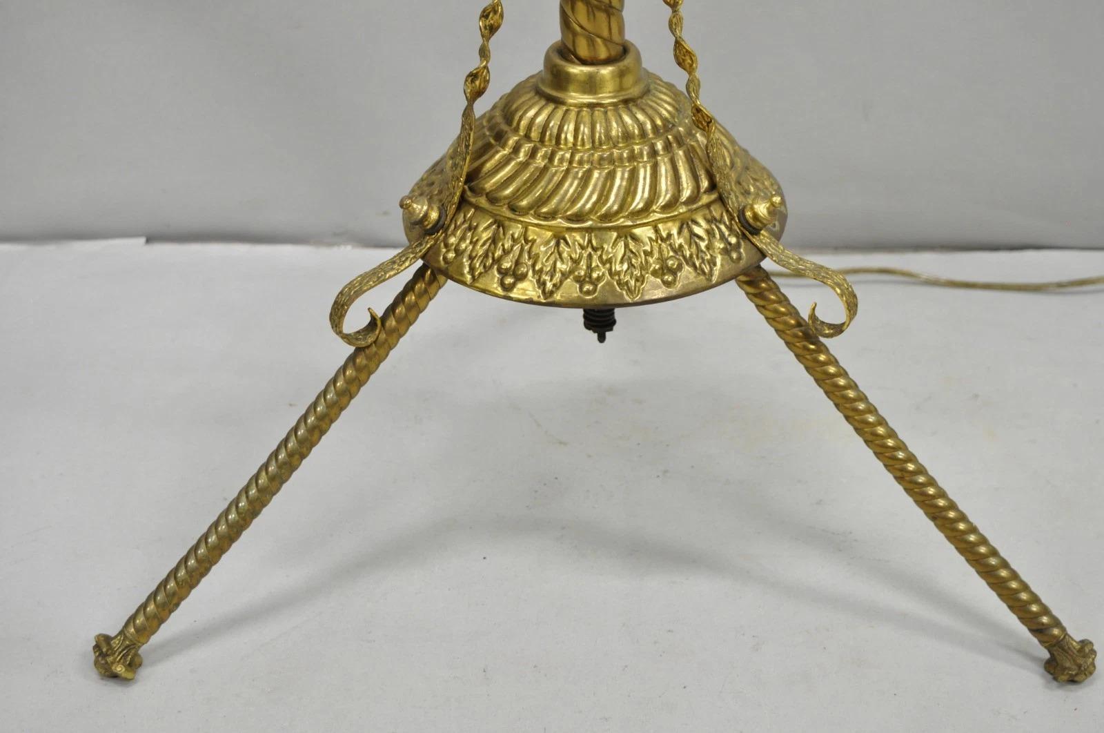 Antique Victorian Adjustable Height Brass Converted Oil Lamp Piano Floor Lamp For Sale 7