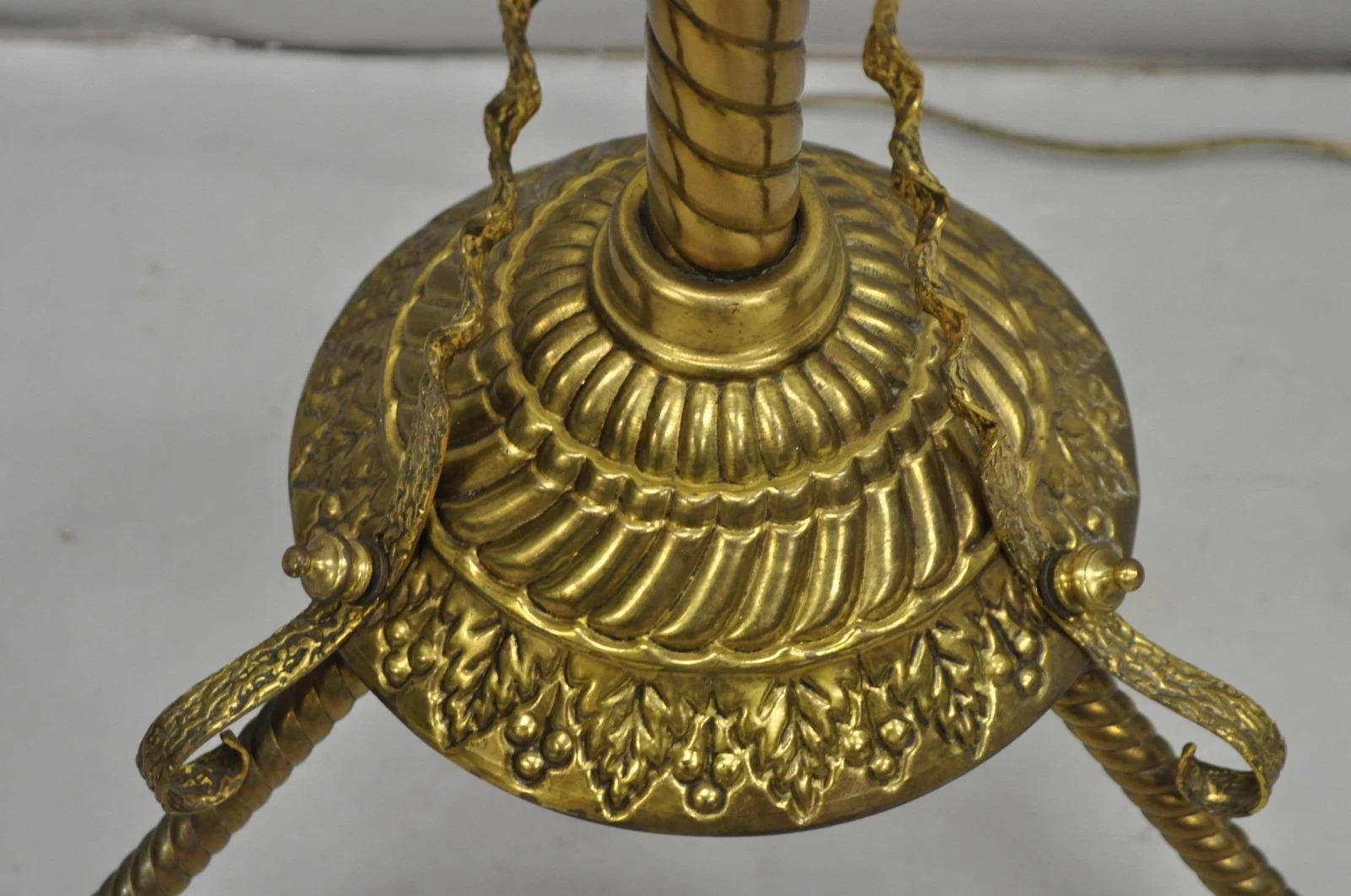 Antique Victorian Adjustable Height Brass Converted Oil Lamp Piano Floor Lamp For Sale 8