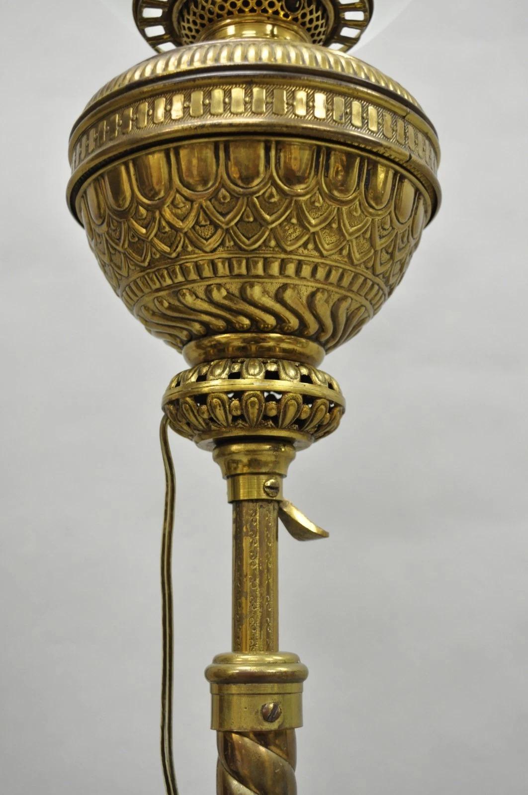 Antique Victorian Adjustable Height Brass Converted Oil Lamp Piano Floor Lamp For Sale 10