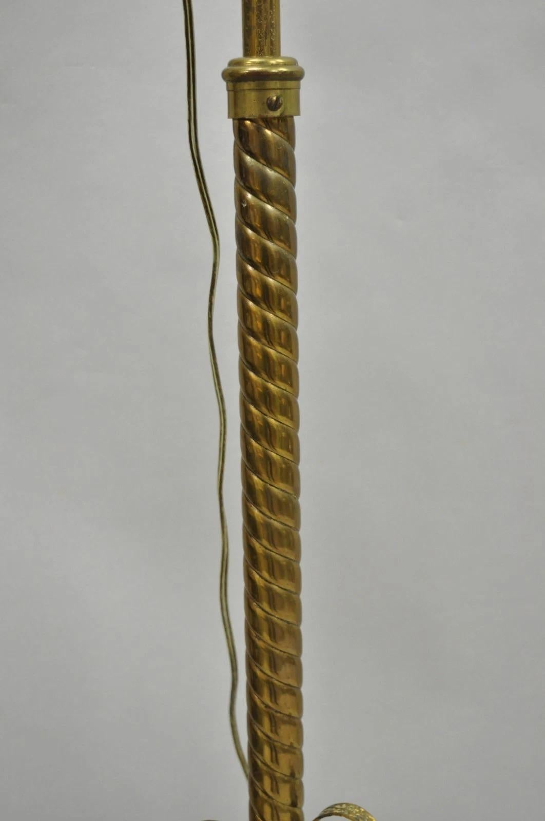 Antique Victorian Adjustable Height Brass Converted Oil Lamp Piano Floor Lamp For Sale 2