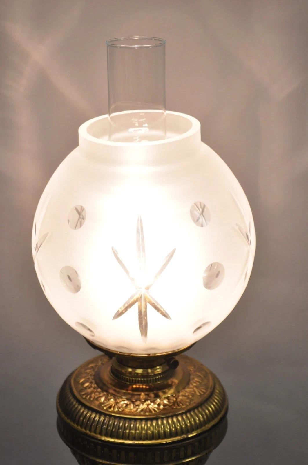 Antique Victorian Adjustable Height Brass Converted Oil Lamp Piano Floor Lamp For Sale 5