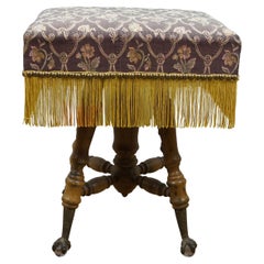 Antico sgabello vittoriano regolabile in Oak Ball & Claw per pianoforte, panca e ottomana da 25".