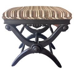 Antique Victorian Adjustable X Form Piano Bench L. Postawka, Boston, USA,  1870s