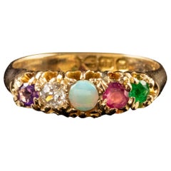 Antique Victorian Adore Amethyst Diamond Ring 18 Carat Gold, circa 1895