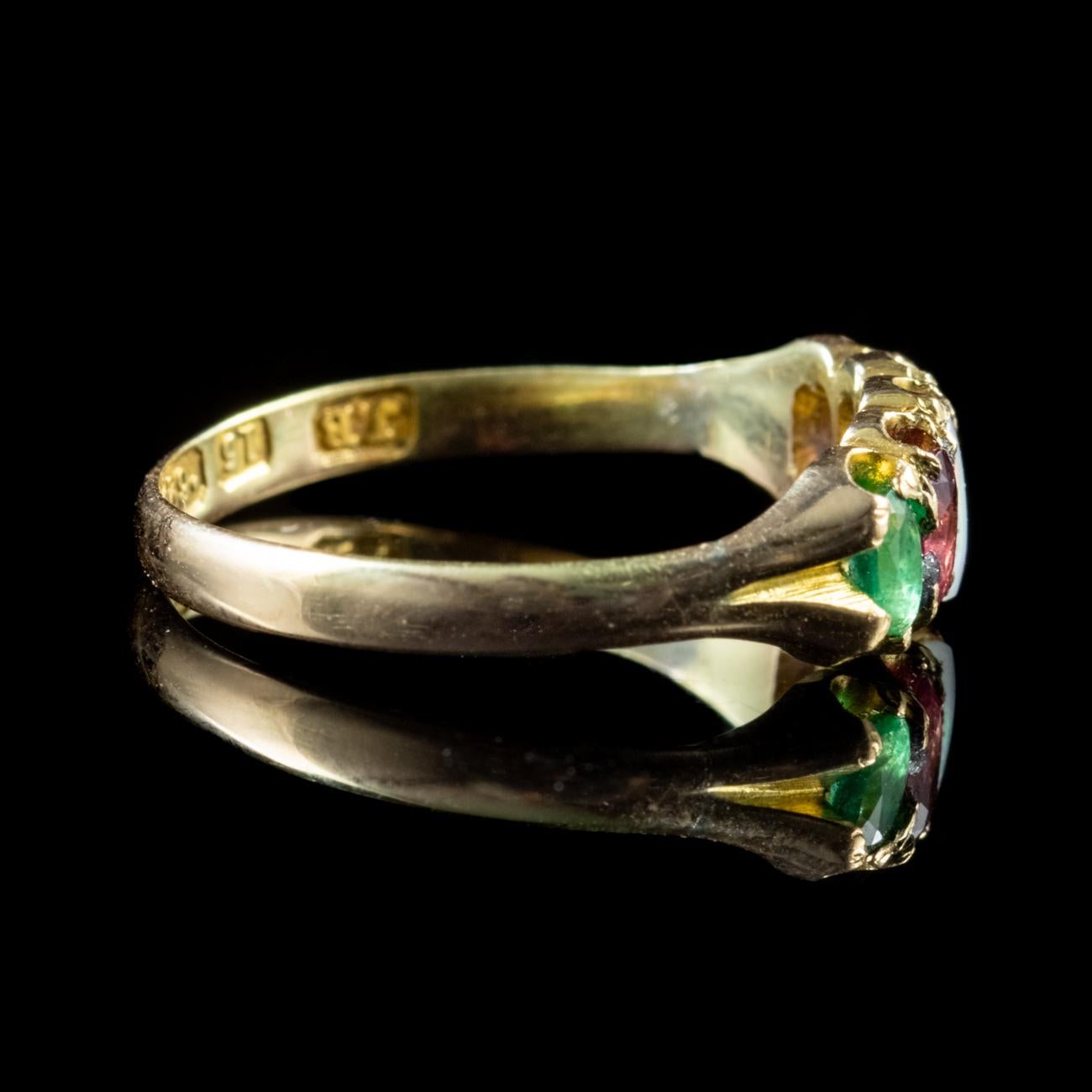 Antique Victorian Adore Ring Amethyst Diamond Opal 15 Carat Gold Dated 1872 In Good Condition In Lancaster, Lancashire