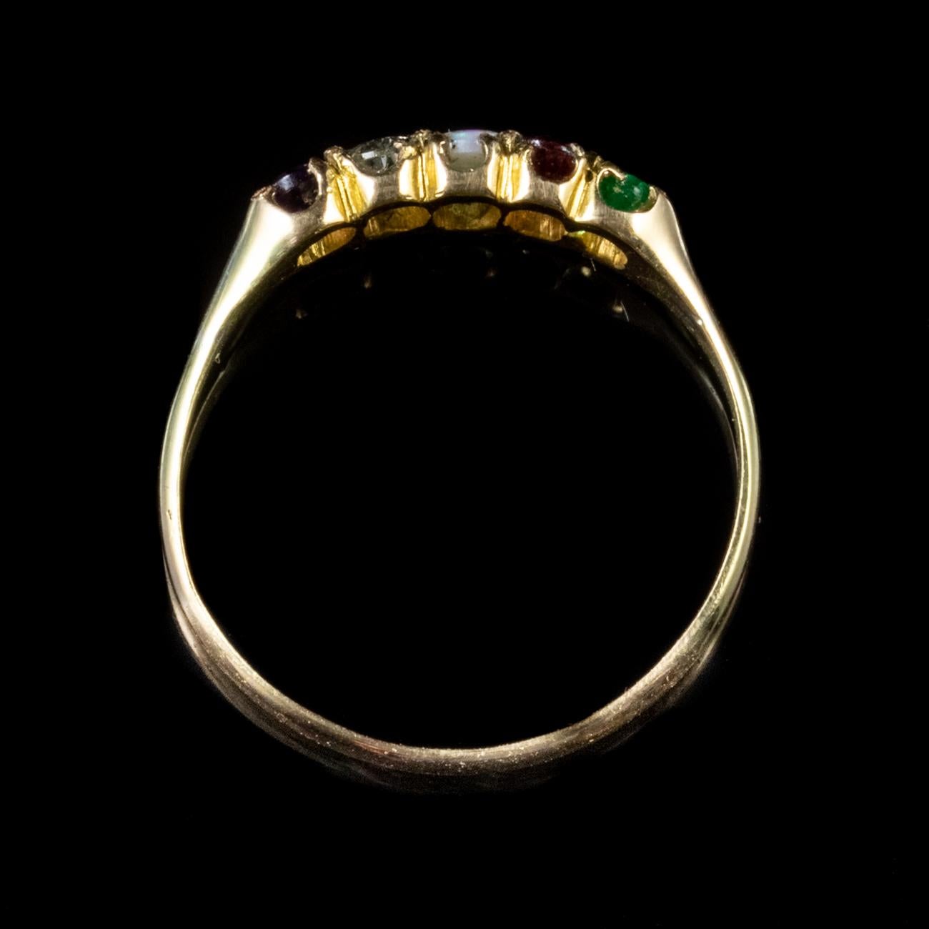 Women's Antique Victorian Adore Ring Amethyst Diamond Opal 15 Carat Gold Dated 1872
