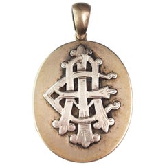 Antique Victorian AEI locket pendant, Silver plated