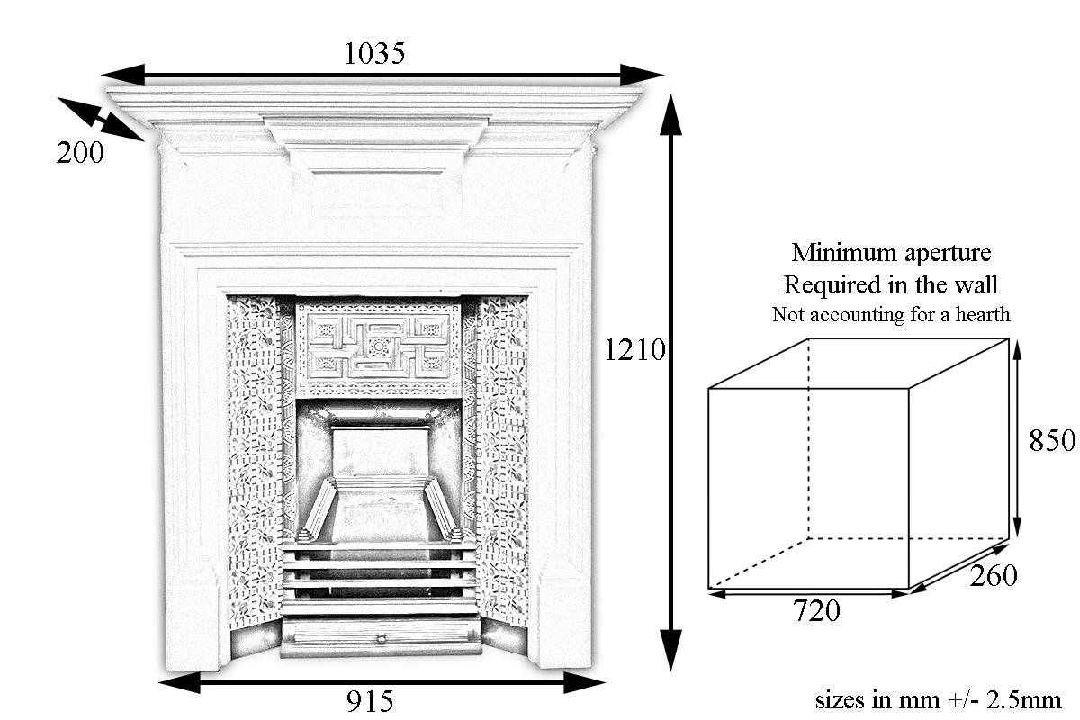 Aesthetic Movement Antique Victorian Aesthetic cast iron combination fireplace