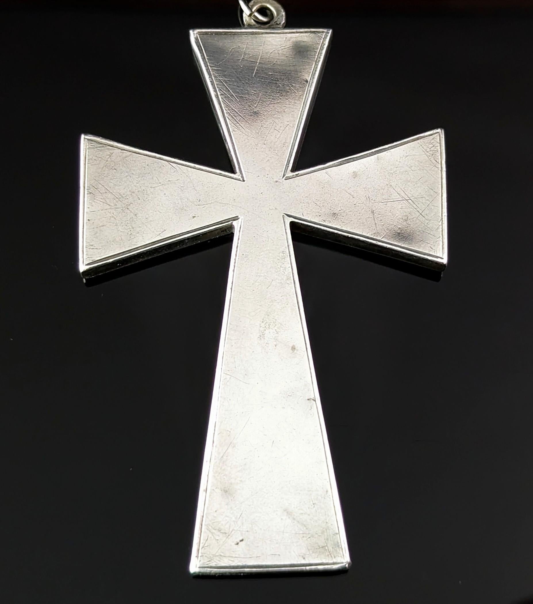 Pendentif croix victorien ancien, argent sterling et or 9 carats  Pour femmes en vente
