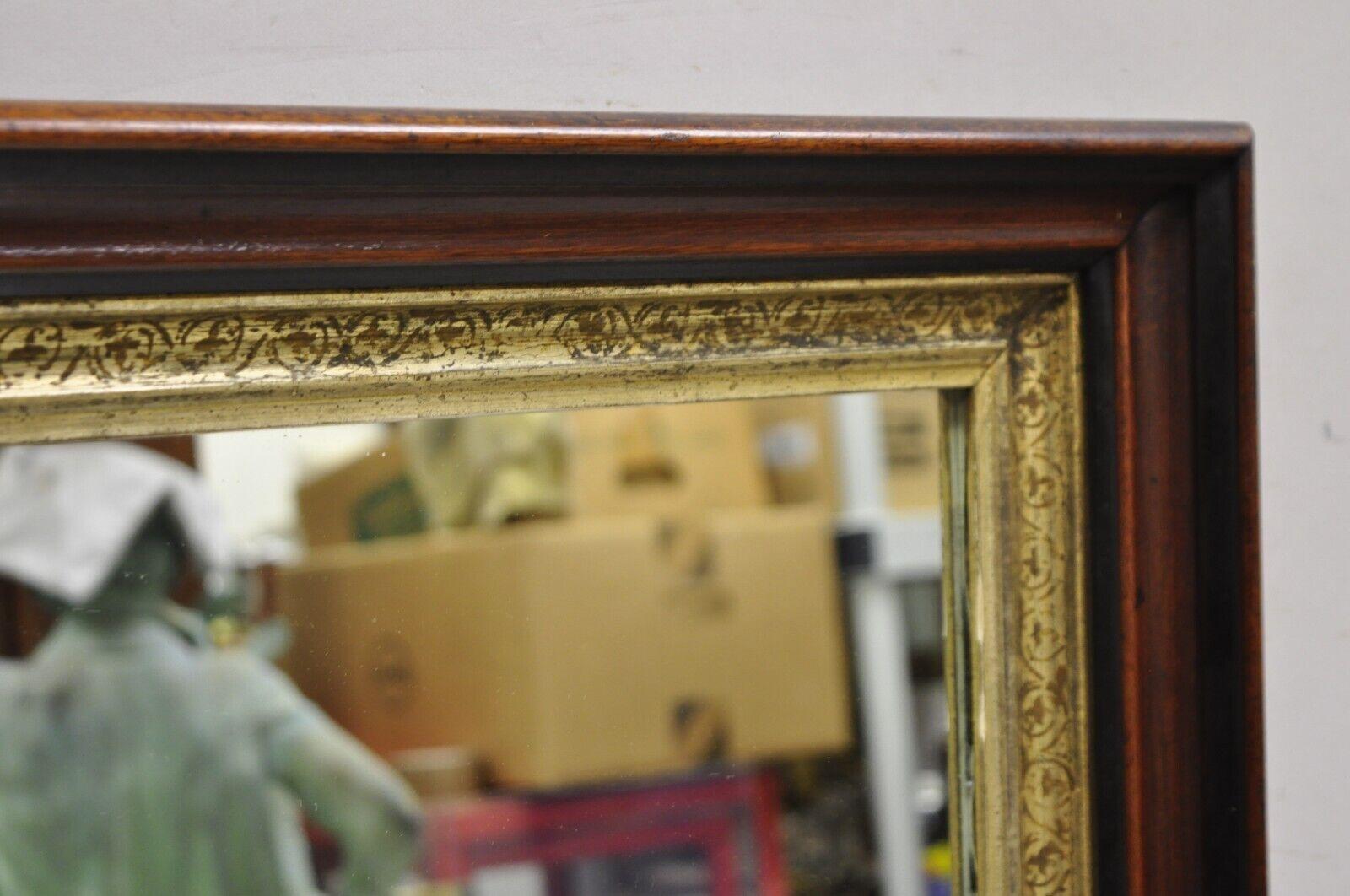 Antique Victorian Aesthetic Deep Shadow Box Mahogany Frame Wall Mirror In Good Condition For Sale In Philadelphia, PA