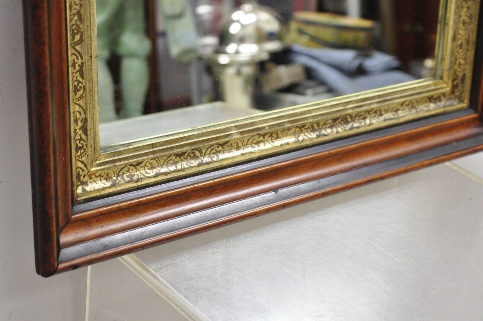 Antique Victorian Aesthetic Deep Shadow Box Mahogany Frame Wall Mirror In Good Condition For Sale In Philadelphia, PA