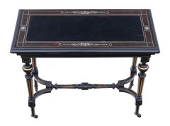 Antique Victorian Aesthetic Ebonized and Gilt Folding Card Tea Console Table