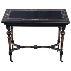 Antique Victorian Aesthetic Ebonized and Gilt Folding Card Tea Console Table