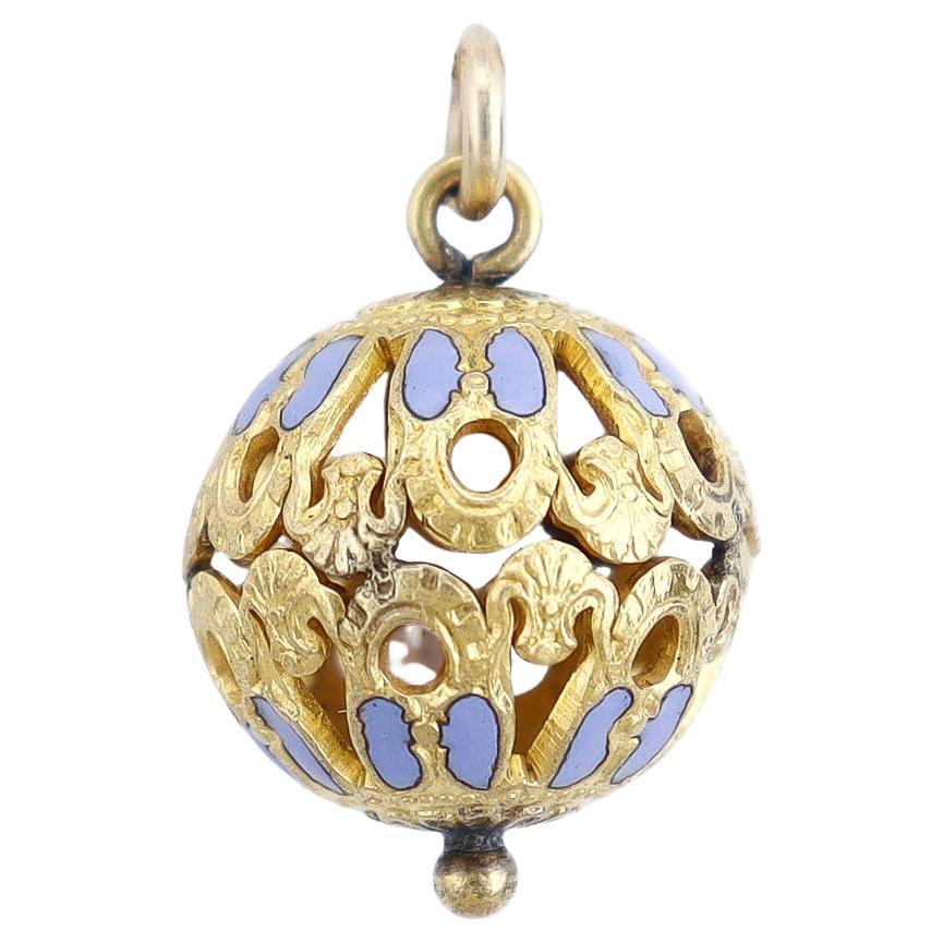 Antique Victorian / Aesthetic Enamel & Gold Plated Bracelet Charm or Fob