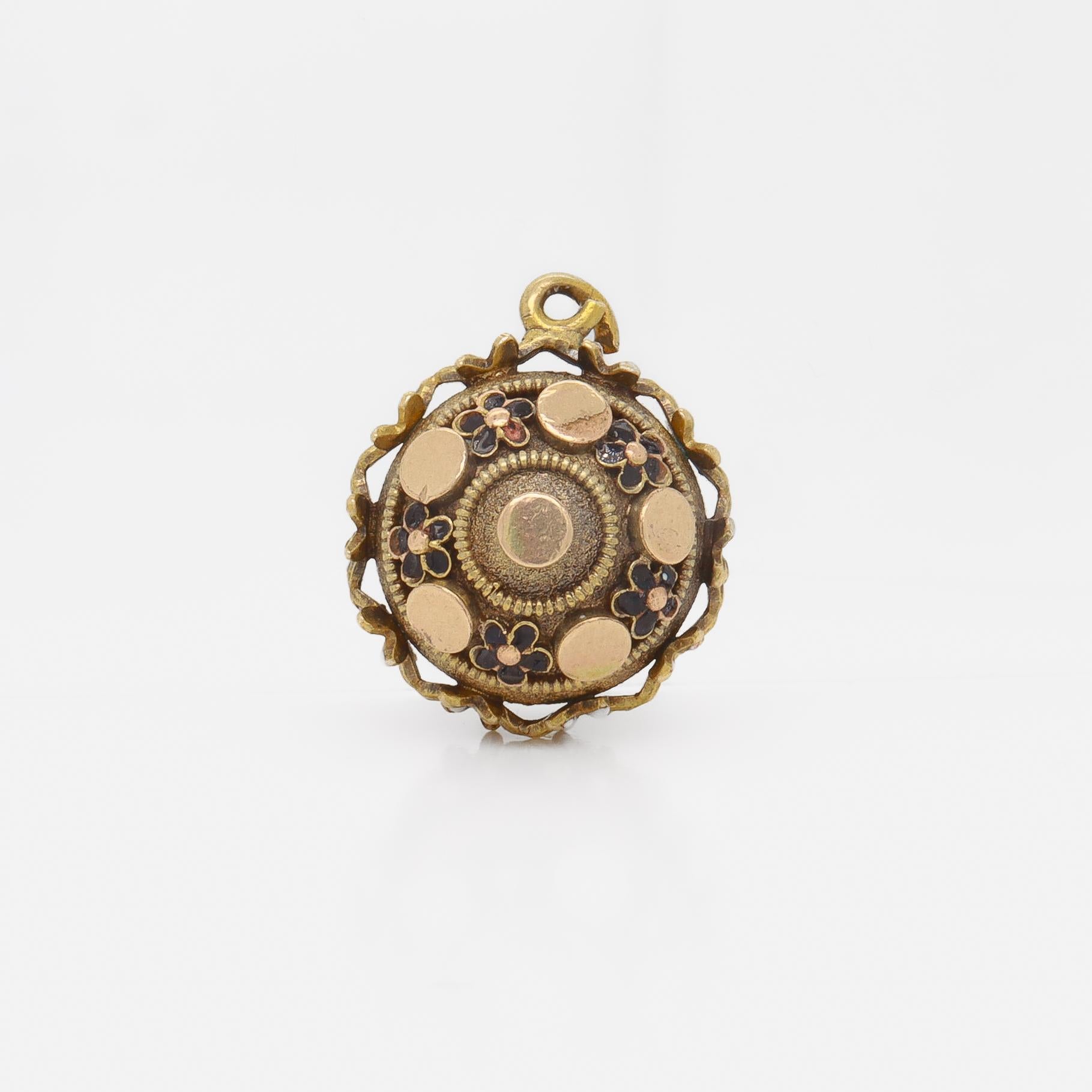 Antique Victorian / Aesthetic Gold-Filled & Enamel Watch Fob / Charm with Enamel In Fair Condition For Sale In Philadelphia, PA