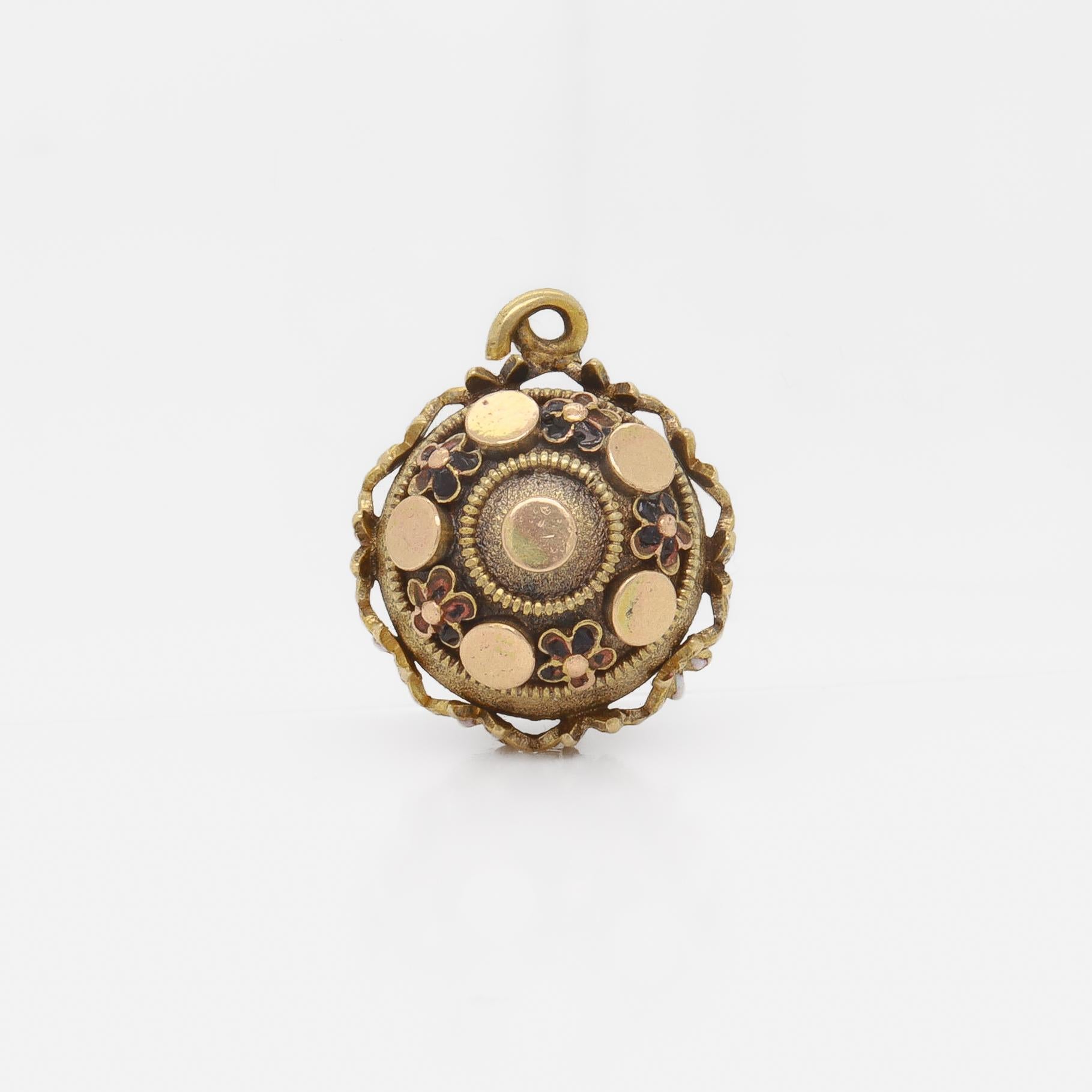 Women's Antique Victorian / Aesthetic Gold-Filled & Enamel Watch Fob / Charm with Enamel For Sale