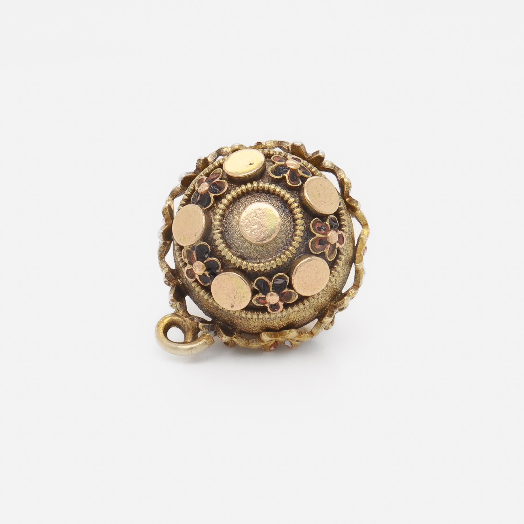 Antique Victorian / Aesthetic Gold-Filled & Enamel Watch Fob / Charm with Enamel For Sale 1
